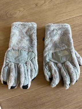 The North Face Plush Faux-Fur Lined Gloves in Light Gray